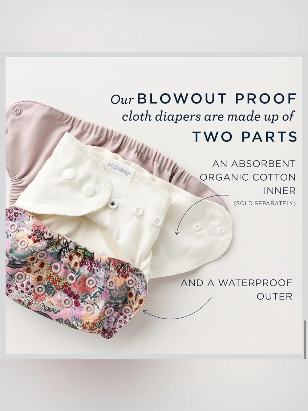 Esembly Cloth Diaper Cover, Size 1 (NEW)
